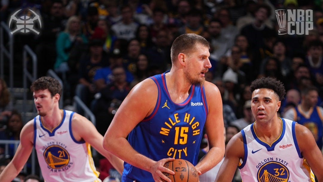 Jokic, Nuggets roll to 5-0 start at home after dominating Curry-less Warriors in NBA Cup 